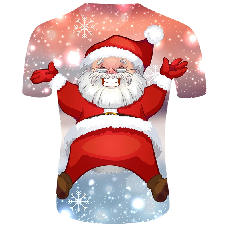 3D Рождественская футболка для мужчин/женщин, летние топы с короткими рукавами и Санта Клаусом, модная одежда с круглым вырезом, уличная Рождественская футболка