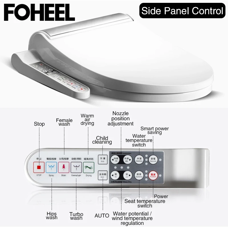 FOHEEL новинка электронное биде с боковой панелью управления умное подогревом