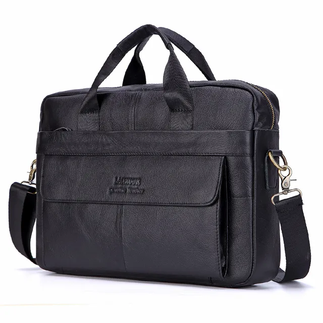 Men Genuine Leather Handbags Casual Leather Laptop Bags Male Business Travel Messenger Bags Men's Crossbody Shoulder Bag Black28