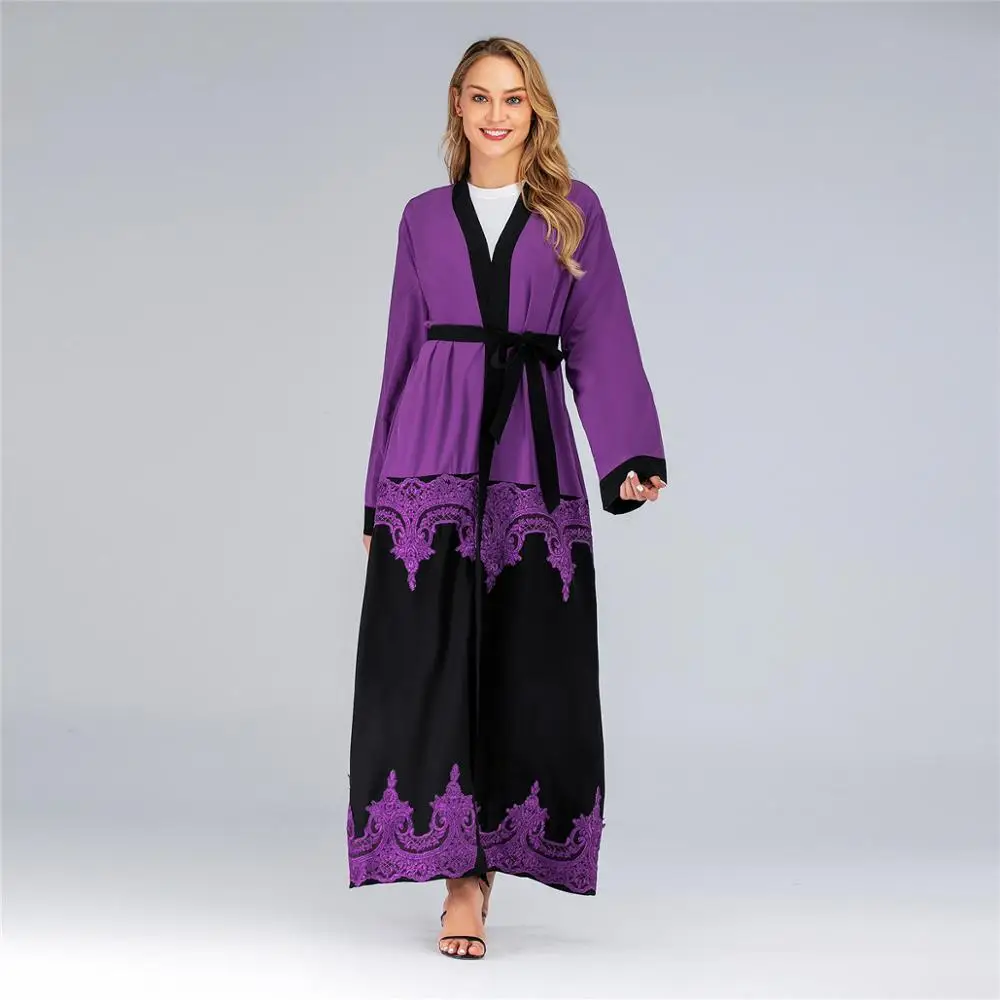Abaya кимоно Дубайский Мусульманский платье хиджаб Кружева открытый Абая для