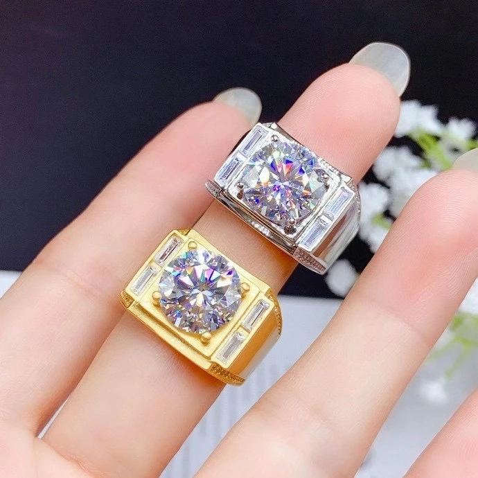 dinsdag misdrijf Augment 5ct Moissanite Mannen Ring, 925 Zilver, Mooie Firecolour, Diamant  Substituut|Ringen| - AliExpress