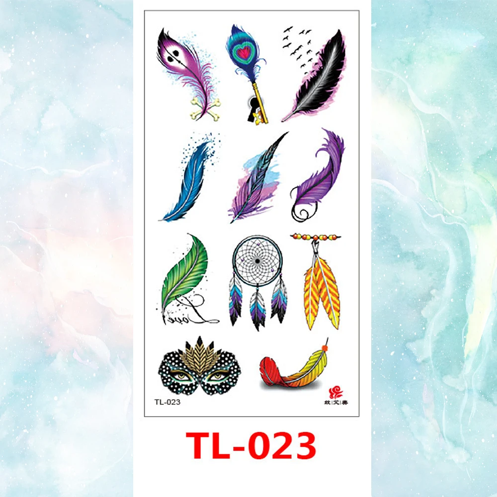 TL-023 Красочные акварельные Русалка панда персонаж из мультфильма Женщины Дети Временные татуировки стикер водонепроницаемый кошка фея боди-арт девушки татуировки - Цвет: TL-023