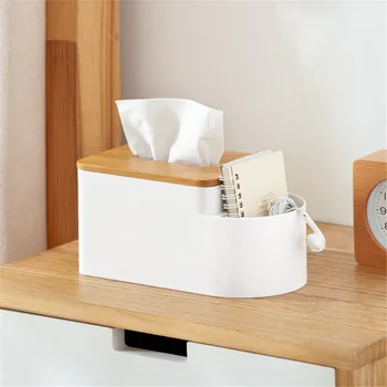 

2020 New Multifunctional small wooden tissue box with lid lifting mask removable tissue #NT39