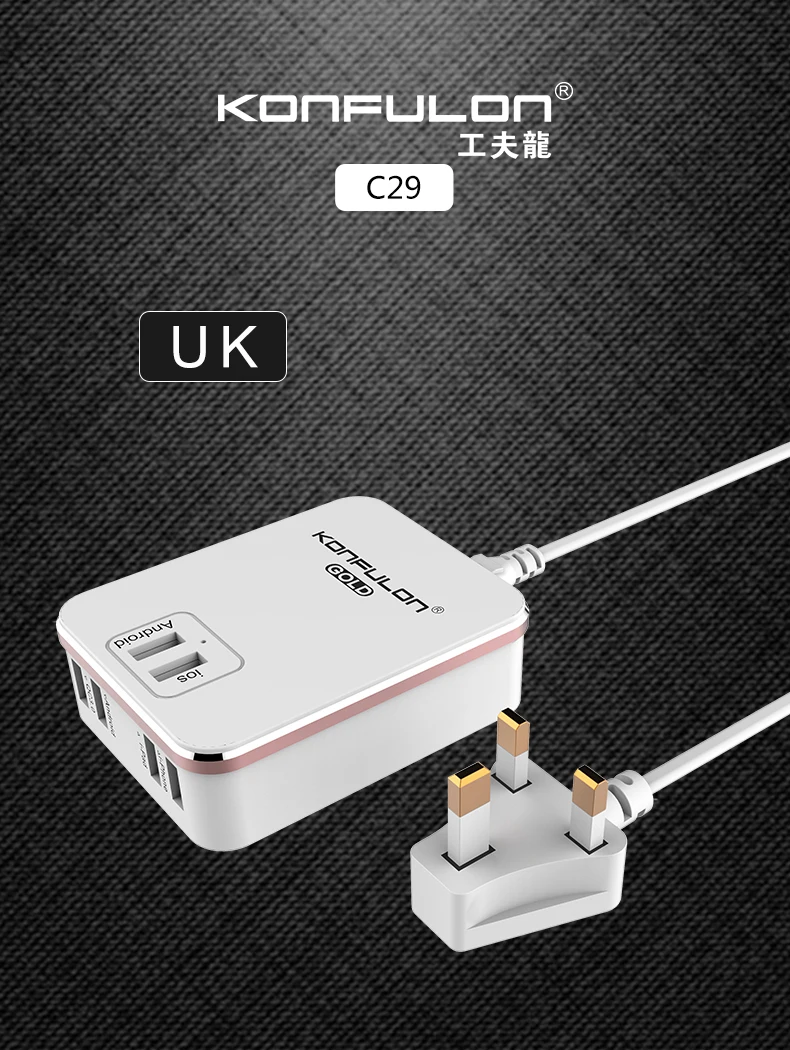 6USB мобильное зарядное устройство быстрое зарядное устройство QC3.0 EU US UK зарядное устройство для мобильного телефона адаптер для samsung iPhone Ipad Xiaomi C29