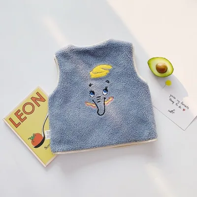 Kids Vest Cartoon Print Thicken Lambswool Waistcoats for Girls Toddler Boys Vests Children Clothing Autumn Winter Baby Jackets