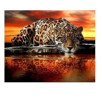 

Full 5D Diy Daimond Painting Cross-stitch Cheetah 3D Diamond Mosaic Round Rhinestones Painting Diamant Embroidery leopards decor
