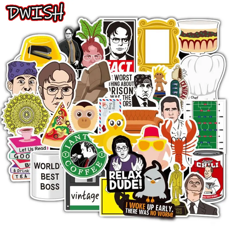 

50pcs/Pack Waterproof Cartoons Office Friend Girl Stickers Skateboard Guitar Suitcase Children Graffiti Sticker Kids Classic Toy