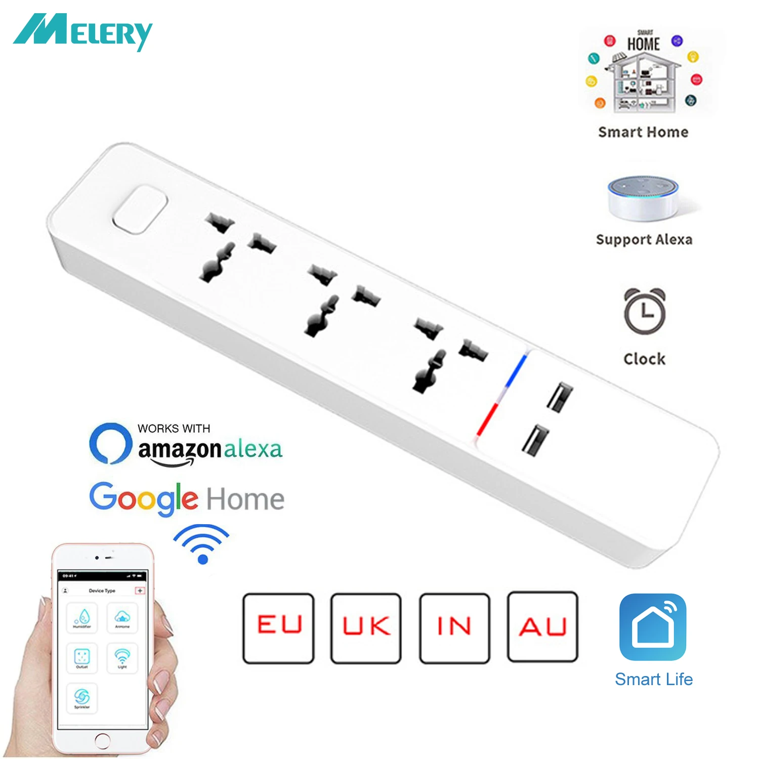WiFi умная полоса питания универсальные розетки электрические двойной USB