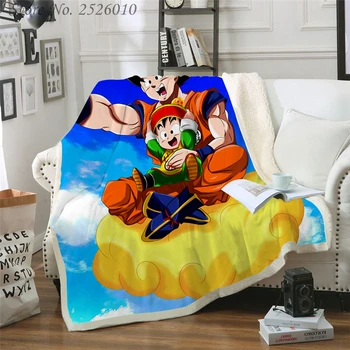 

Throw blanket Anime Dragon Ball 3D Velvet Plush Blanket Bedspread For Kids Girls Sherpa Blanket Couch Quilt Cover Travel 05