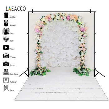

Laeacco Wedding Photocall Grass Photography Background Flower Photo Backdrop Brick Floor Birthday Party Deco Photophone For Baby