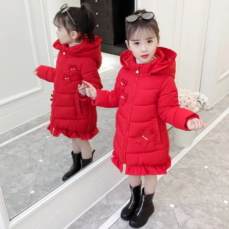 

2019 New Arrival Children Winter Jacket for Girls Kids Hooded Warm Coats Cotton Padded Parka Girls Cartoon Print Outwear 10