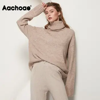 Autumn Winter Women Knitted Turtleneck Wool Sweaters 2021 Casual Basic Pullover Jumper Batwing Long Sleeve Loose Tops 4