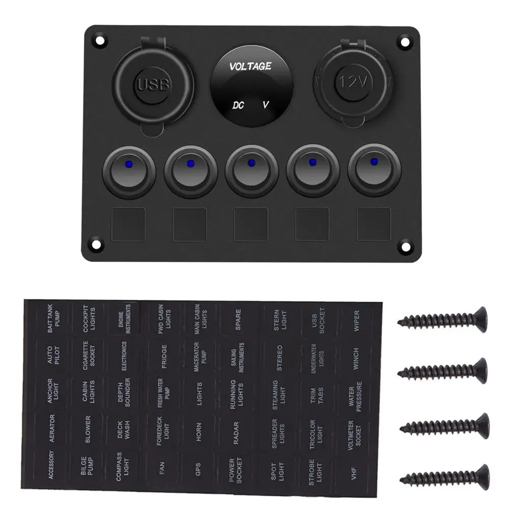 Круглый светильник для яхты+ сигаретный светильник er Seat+ Dual Usb+ комбинированная панель с кнопкой вольтметр