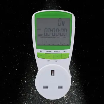 

Digital LCD Display Electricity Usage Monitor Power Energy Meter Current Watt Frequency Consumption Analyzer Overload Protection