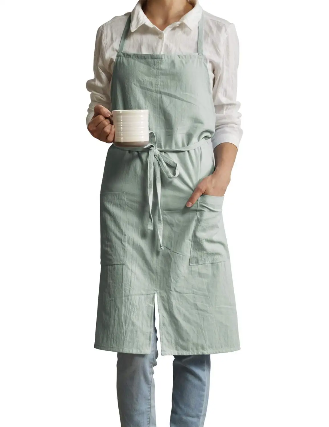 New Nordic wind Adult unisex cotton linen apron bib Coffee shops and flower shops work cleaning aprons for woman smock Wholesale
