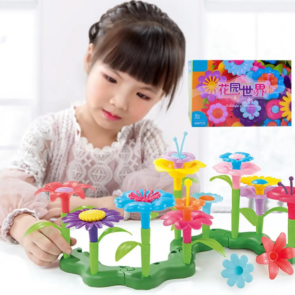 

46Pcs/Set DIY Colorful Flower Garden Building Blocks Developmental Kids Toy Stimulate imagination Educational toys gifts