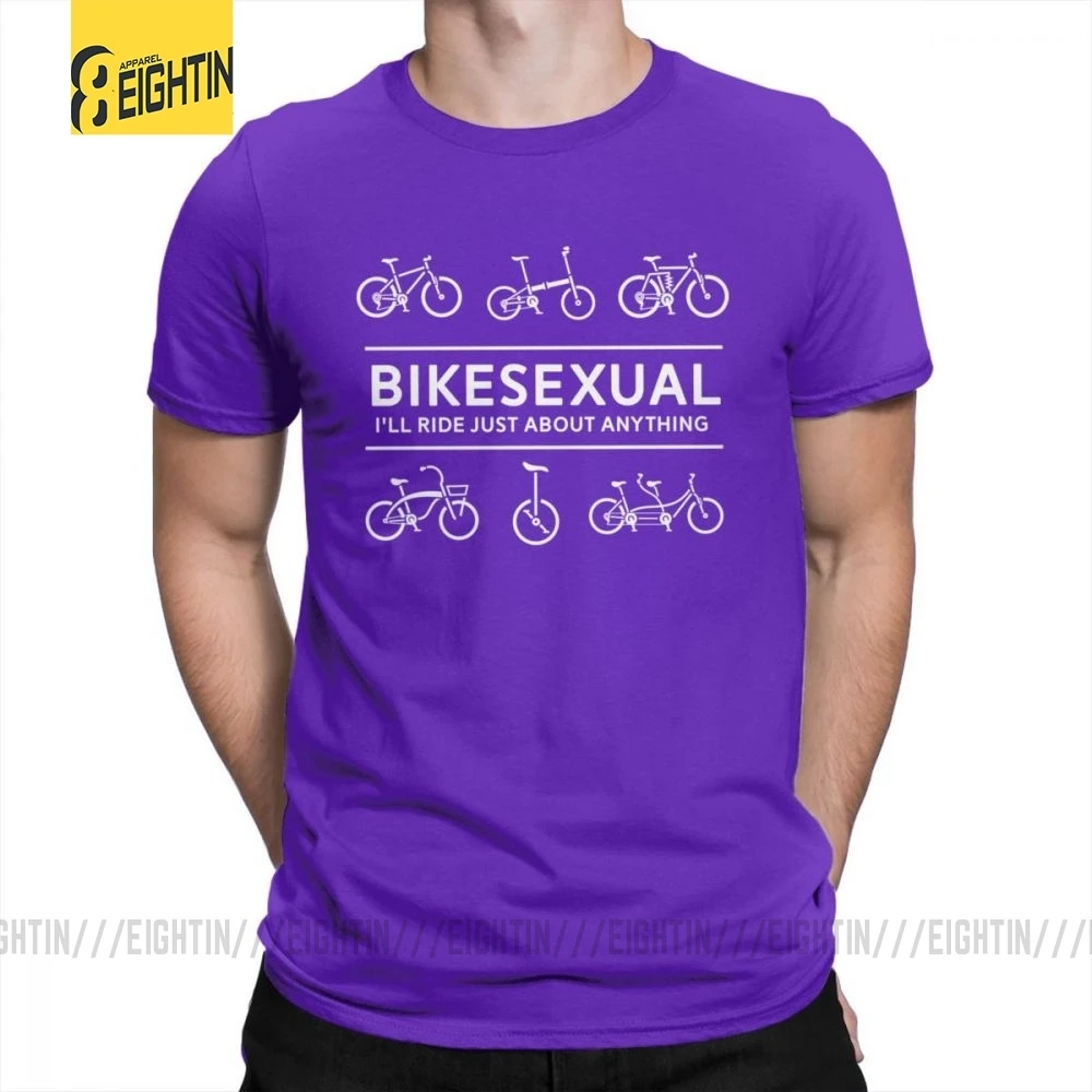 Bikesexual велосипедист велосипед футболка "Велоспорт" подарок большой размер футболки хлопок футболка с коротким рукавом мужской принт - Цвет: Фиолетовый