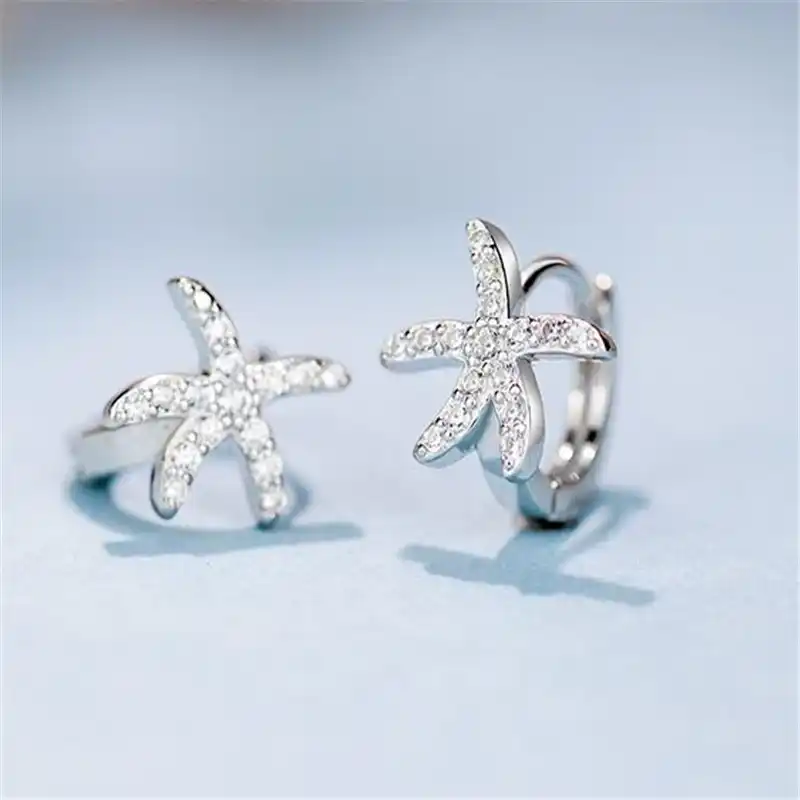 925 серебряные серьги маленький чистый и свежий и морская звезда плавления краткое абзац набор шнека Женская мода ювелирные изделия