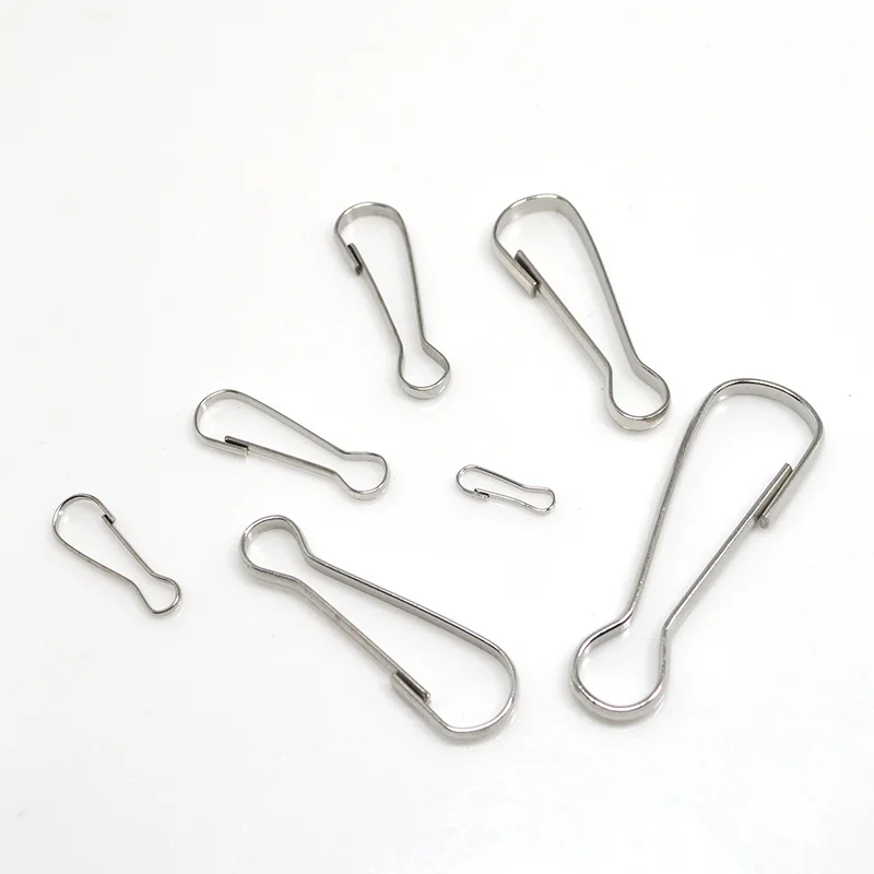 100pcs/pack 30x10mm Multi Size Metal Purse Zipper PULLS Snap Spring HOOKS  Paracord Lanyards Lariat Phone Card ID Badge Hold