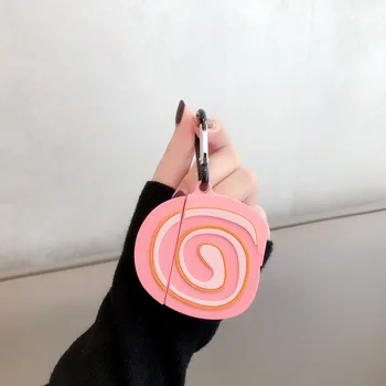 

3D Swiss Egg Rolls Case for Airpods 1/2 Case Soft Silicone Earphone Headphone Airpod 1 2 Case Cover Accessories with Keychain