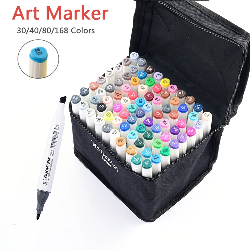 30/40/60/168 Colors Dual Tip Art Markers Pen Set Sketching Alcohol Based Oily Pen For Artist Drawing Manga School Art Supplies