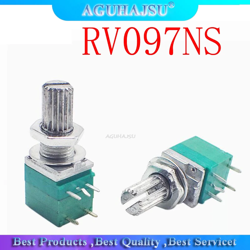 5 шт. RV097NS 5K 10K 20K 50K 100K 500K B5K с переключателем аудио 5pin вал 15 мм усилитель