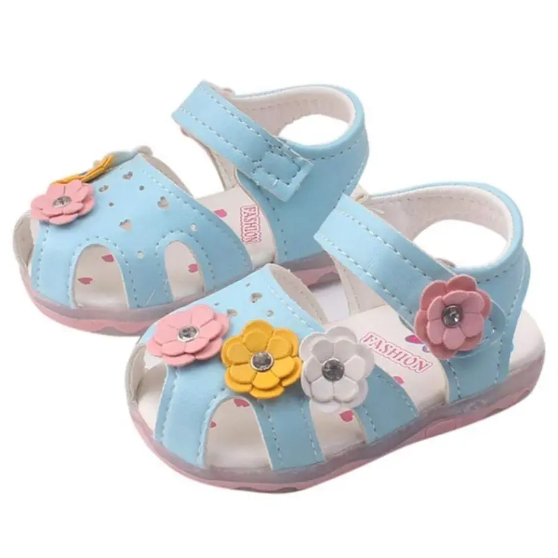 

Babyear old Flowers Girls Sandals Lighted Soft-Soled Princess Babyear old Shoes