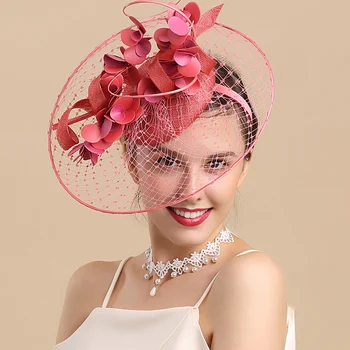 

Mingli Tengda Woman Mysterious Gauze Cambric Formal Hat Head Hoop Headwear Exaggerated Big Brim Hat Bride Wedding Accessories