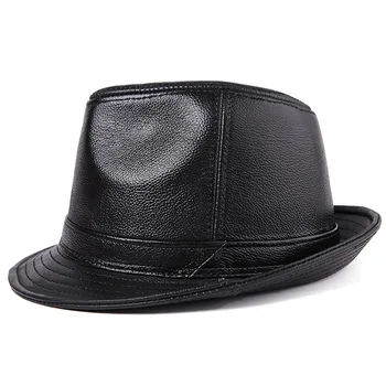 

Genuine Cow Leather Bowler Hat Men Autumn & Winter Outdoor Casual Cow Leather Hat England Cowhide WOMEN'S Dress Hat Fashion