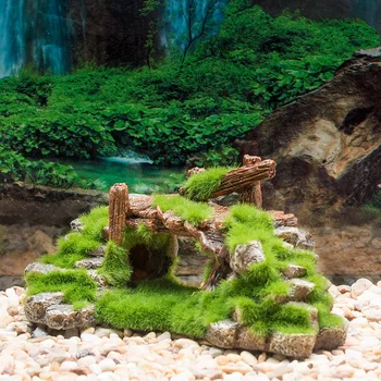 

Aquarium Resin Moss Bridge Fish Play Cave Decor for Fish Tank Aquarium Ornament Landscape Underwater Ornament Decor Accessories