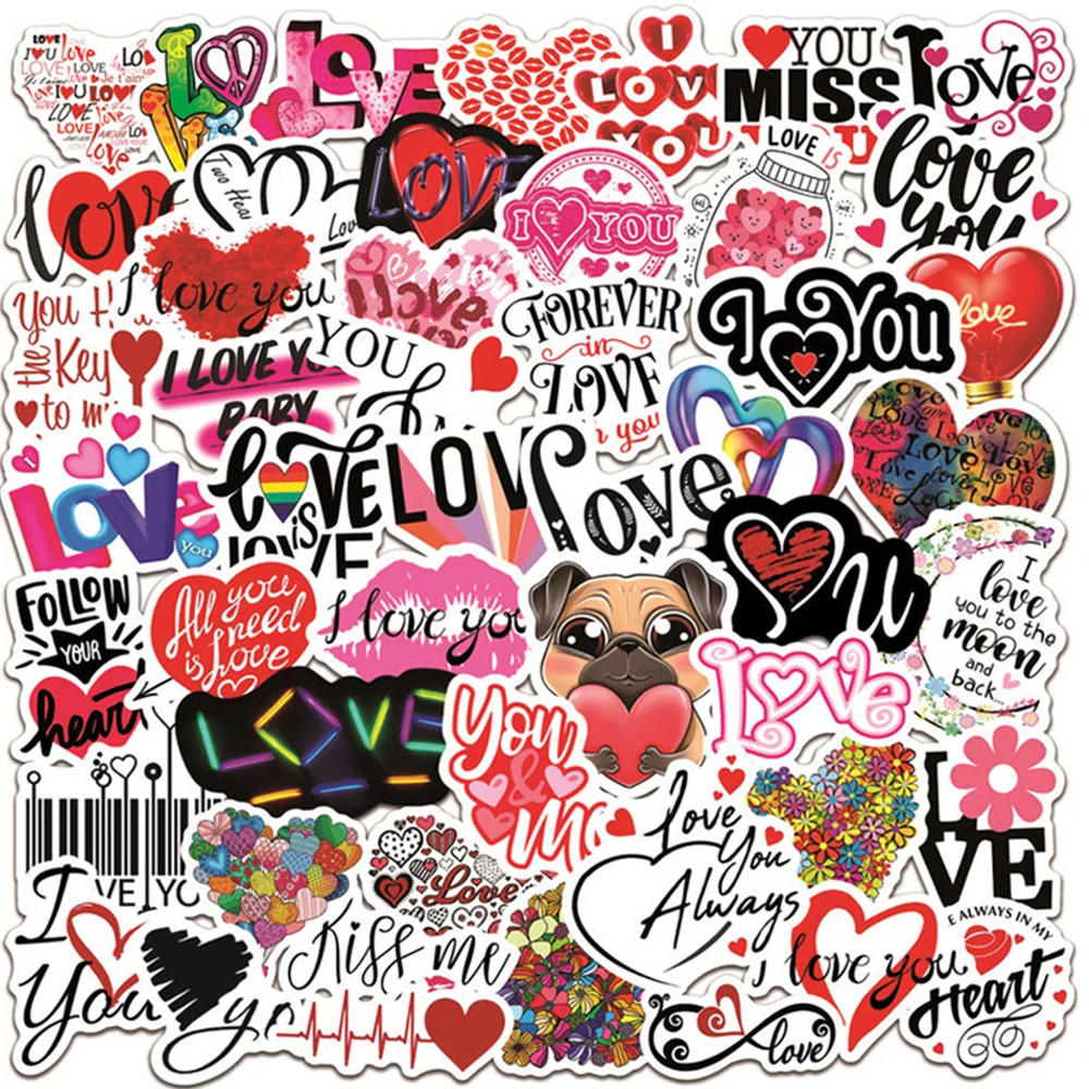50 шт. I LOVE YOU Doodle Романтическая любовь наклейки со словами "сделай сам"