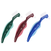 Двухсторонняя щетка для чистки протезов многослойная щетина Ложные зубы щетка инструмент для ухода за полостью рта мягкая резиновая ручка