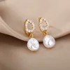 Boucles d'oreilles circulaires pour femmes, Vintage, Punk, Baroque, perles, Clip d'oreille en acier inoxydable, bijoux pour femmes, Imitation de perles, cadeau Mujer