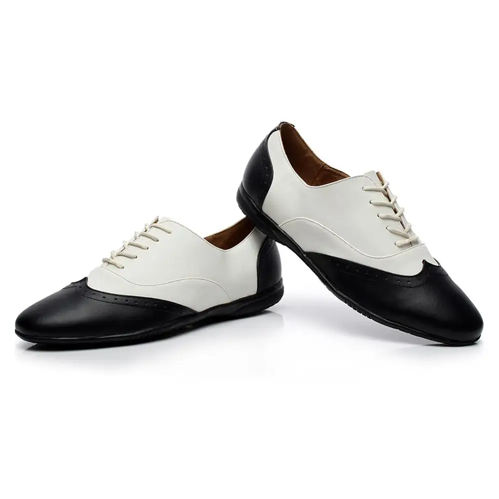 DKZSYIM-zapatos de baile latino para hombre y adulto, calzado de Salsa profesional blanco + negro, de cuero de talla grande, de tacón para salón de y Tango - AliExpress Deportes