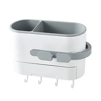 

Multifunctional Spoon Fork Chopstick Storage Holder Wall-mounted Box Double Layer Cutlery Drain Rack Organizer Racks for Kitchen
