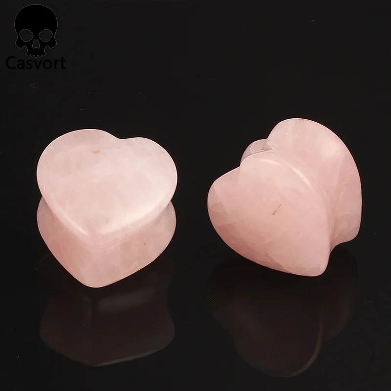 Casvort 2 шт. сердце камень пирсинг уха, ювелирное изделие для тела, измерительные приборы Вилки растяжители для туннелей Серьги Тоннели расширитель мода подарок 2 шт./лот - Окраска металла: pink