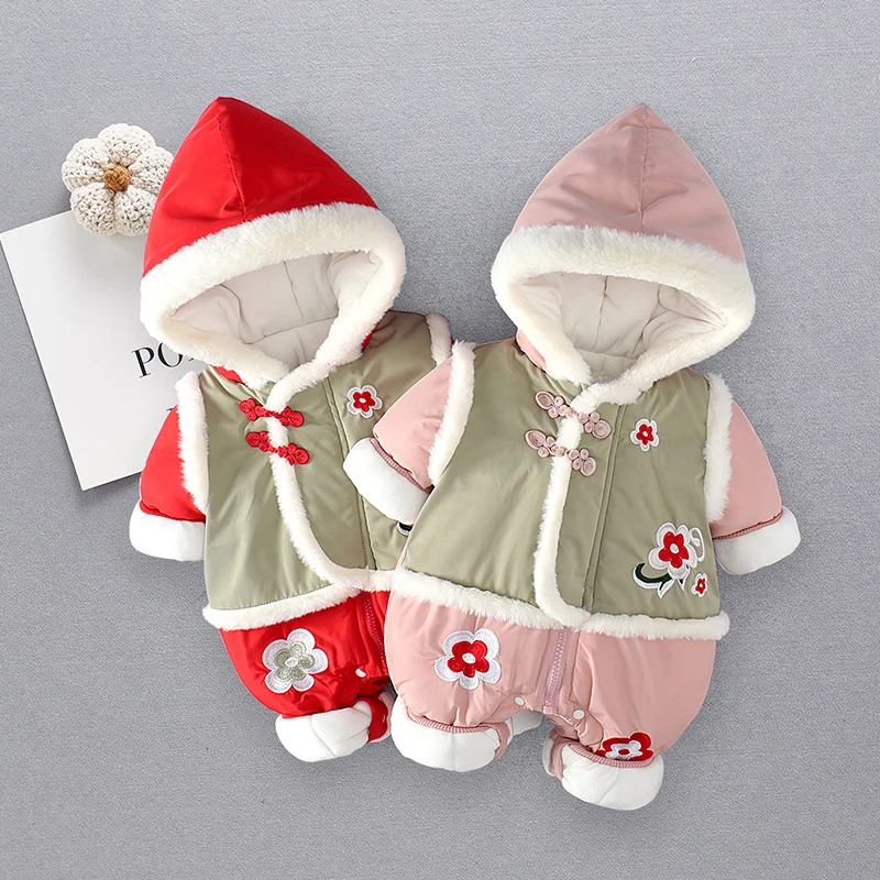 

2019 Baby 0 To 3 Years Old Babys Winter Clothes Thickened Keep Warm Going Out Jumpsuit New Years Chinoiserie Rompers