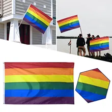 Nadaje się do trzymania w ręku lub wiszące na zewnątrz tęczowa flaga symbolizująca Lgbt Pride 60x90cm flagi akcesoria flagi banery tanie tanio ISHOWTIENDA CN (pochodzenie)
