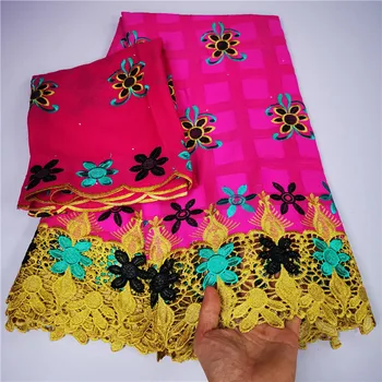 

7 Yard With Scarf Swiss Lace Fabric Heavy Beaded Embroidery African 100% Cotton Fabrics Swiss Voile Lace Dubai Style 9L101901