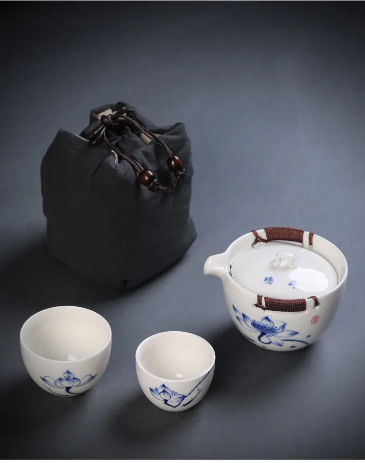 Китайский чайный набор кунг-фу, керамический портативный чайный горшок, набор для путешествий, Gaiwan, чайные чашки для церемонии, чайная чашка, прекрасный подарок