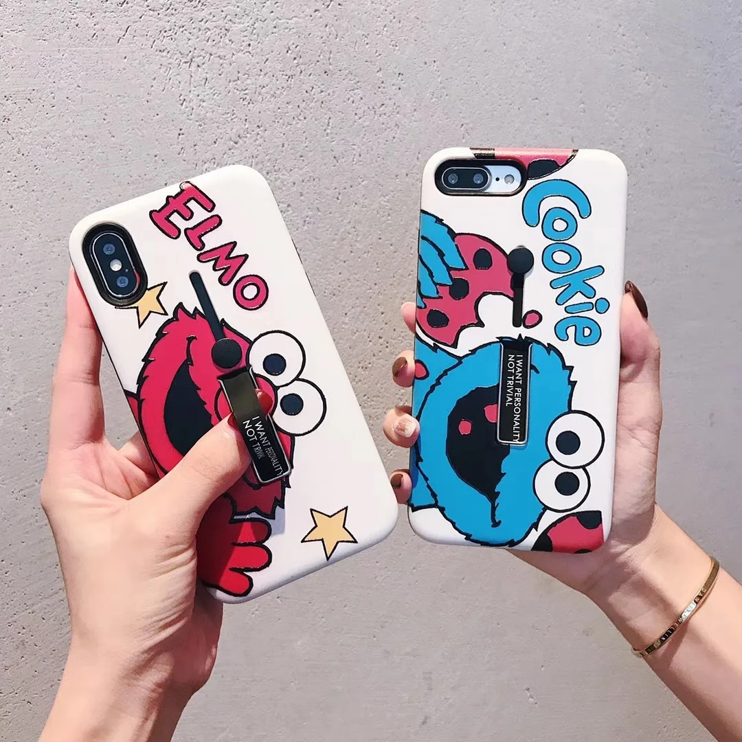 Applicable Cartoon Sesame Street Hidden Ring Support iphonexax Phone Case iPhone 8/7 Plus Phone Case