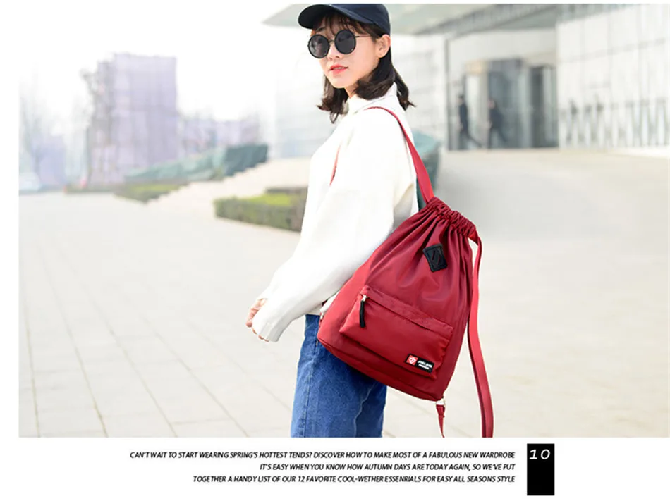 Outdoor Sports Running Large Capacity Drawstring Backpack Men And Women Swimming Fitness Waterproof Soft Back Backpack Gym Bag