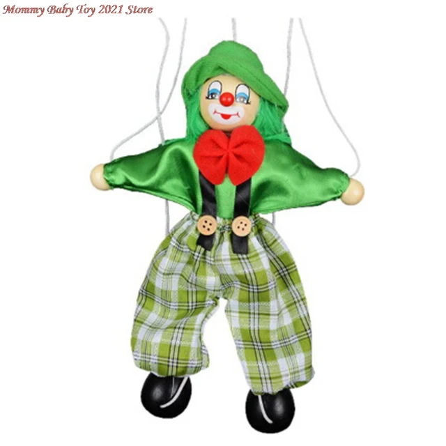 25cm Vintage Muppets Baby Toys Hand Finger Puppets Clown Wooden Marionette Toy Joint Activity Doll Funny Traditions Classic Toy 5