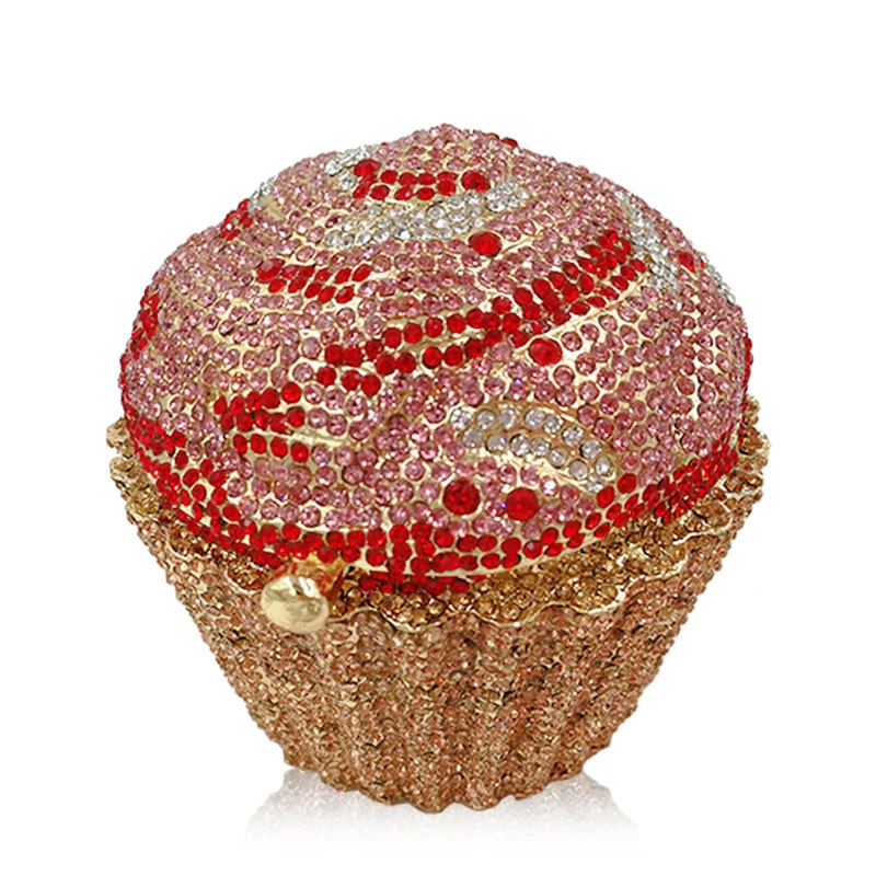 

Women Cupcake Ice Cream Shape Crossbody Bags Fashion Wallet Chain Diamond Female Gold Mini Shoulder Candy Color Evening Purse