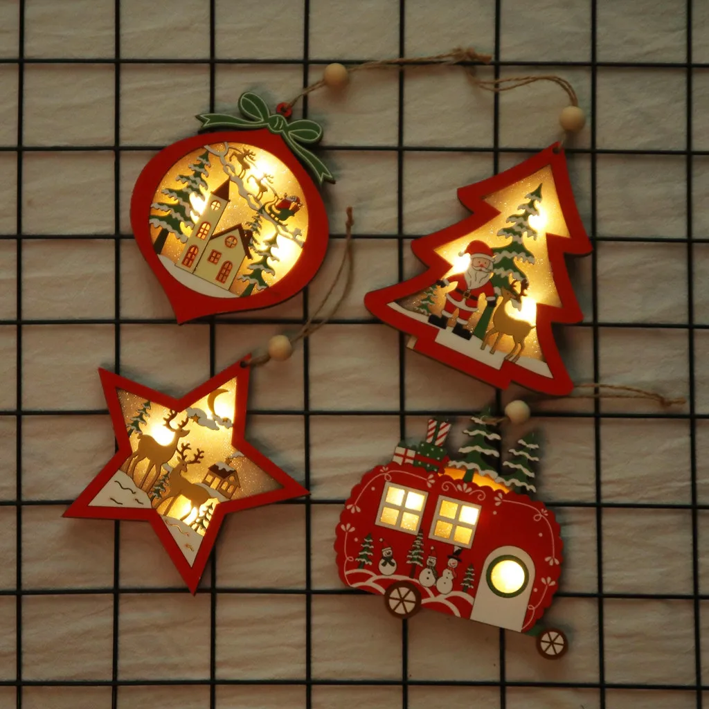 Рождественские украшения полый деревянный кулон креативные освещенные Автомобильные украшения Новое поступление лучшие продажи Прямая поставка Бытовая