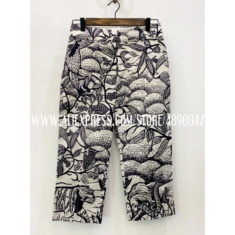 

2020 new ladies cotton printed pants casual ladies high quality cropped pants Batik cotton-print casual pants