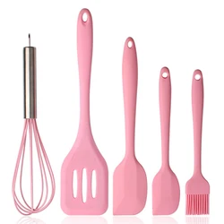 5-Piece Non-Stick Silicone Kitchen Utensil Set (5Pcs Pink)