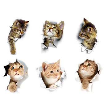 

Cute Kitchen 3D Cat Dog Sticker Toilet Living Room Home Decor Waterproof Refreigter Poster Wall Sticker Decor Art Poster DIY PVC