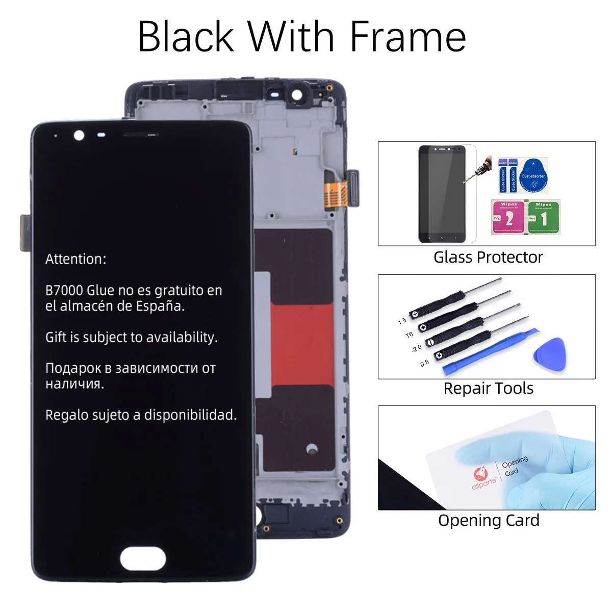 Black with Frame 5,5 '' AMOLED lcd для Oneplus 3T дисплей сенсорный экран с рамкой для OnePlus 3 3T A3000 Замена дисплея дигитайзер - Color: Black with Frame