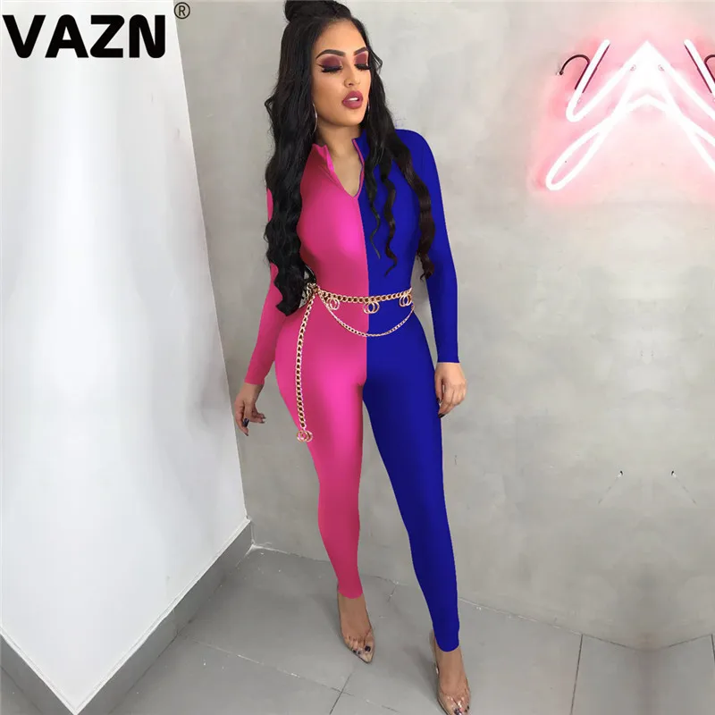 VAZN QM3890 Горячая энергия снижение возраста всплеск Лоскутная мягкая свободная сексуальная мода полный рукав для женщин высокая Талия Длинные Карандаш Комбинезоны